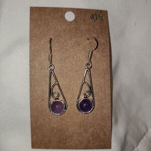 925 Plated Amethyst Earrings
